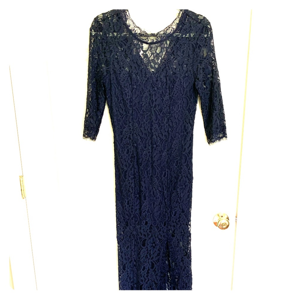 Lulu’s Large Navy Blue lace long maxi dress